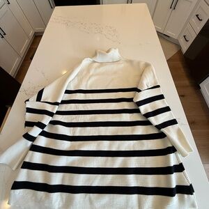 Striped Turtleneck Sweater - Black and White